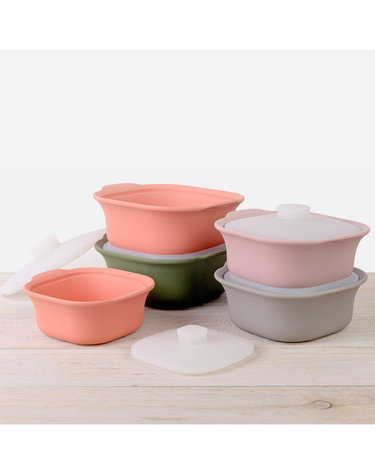 실리닷 전자레인지용 실리콘 사각냄비(소) 600ml 6color