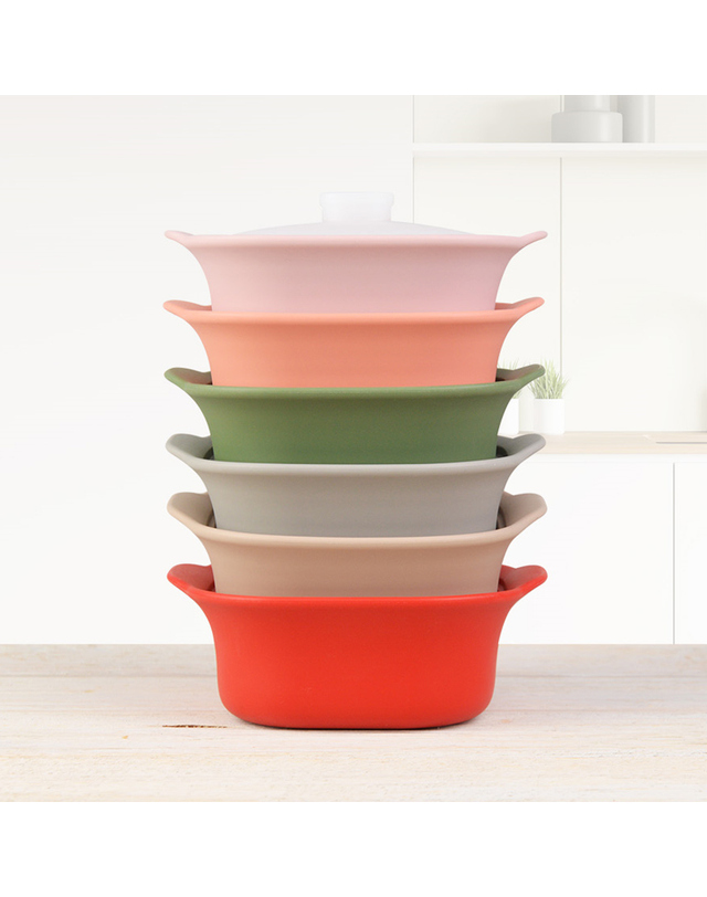 실리닷 실리닷 전자레인지용 실리콘 사각냄비(소) 600ml 6color 착용컷
