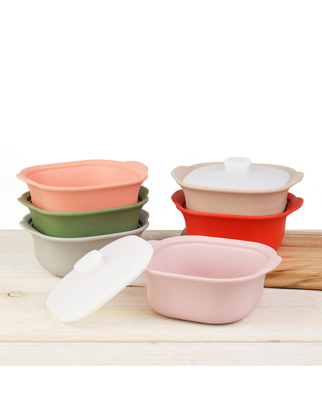 실리닷 실리닷 실리콘 사각 냄비 3type 6color 전자레인지 계란찜기 라면용기 찌게냄비 착용컷