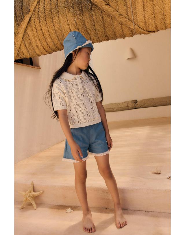 미포넷 MIPOUNET 미포넷 25SS 키즈 데님 반바지 AROA DENIM SHORT MPV25.1023.DEN006.04 착용컷