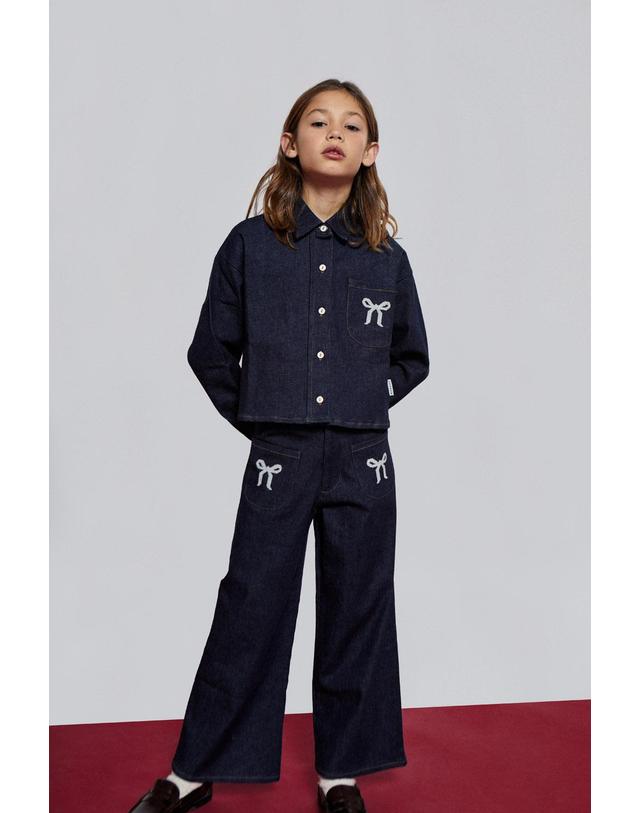 미포넷 MIPOUNET 미포넷 25FW 키즈 데님 셔츠 MARIANE DENIM SHIRT MPI25.296.DEN03.04 착용컷