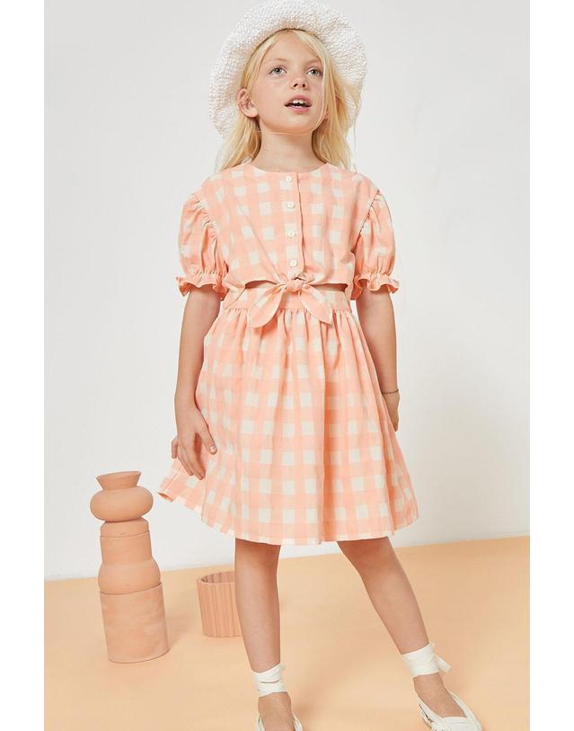 미포넷 [MIPOUNET] 미포넷 키즈 원피스 MARGOT VICHY CUT OUT DRESS MPV24.166.VIC002.37 착용컷