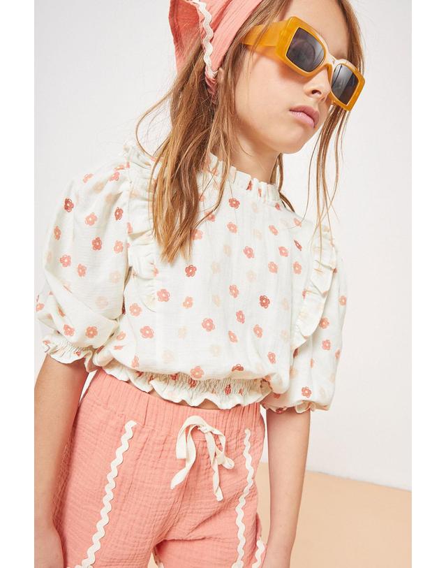 미포넷 [MIPOUNET] 미포넷 키즈 블라우스 MIA MUSLIN FLOWER BLOUSE MPV24.243.MUS003.37 착용컷
