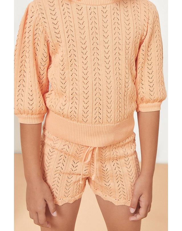 미포넷 [MIPOUNET] 미포넷 키즈 숏팬츠 NORA COTTON OPENWORK SHORT MPV24.1007.KNI002.10 착용컷