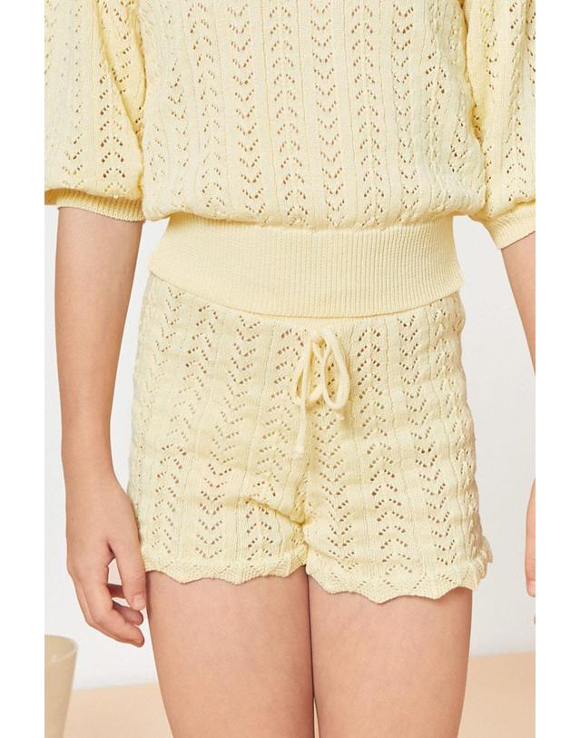 미포넷 [MIPOUNET] 미포넷 키즈 숏팬츠 NORA COTTON OPENWORK SHORT MPV24.1007.KNI002.06 착용컷