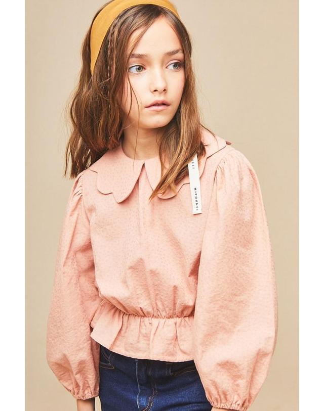 미포넷 [MIPOUNET] 미포넷 키즈 블라우스 CALIE JACQUARD BLOUSE MPI23.253.JAC001.02 착용컷