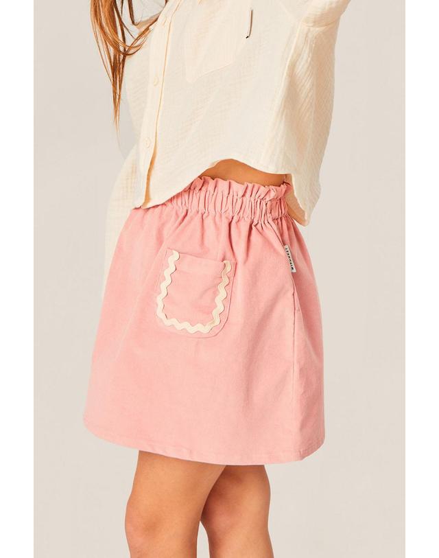 미포넷 [MIPOUNET] 미포넷 키즈 코듀로이 스커트 CARINE MINI SKIRT 433.37 레드 착용컷