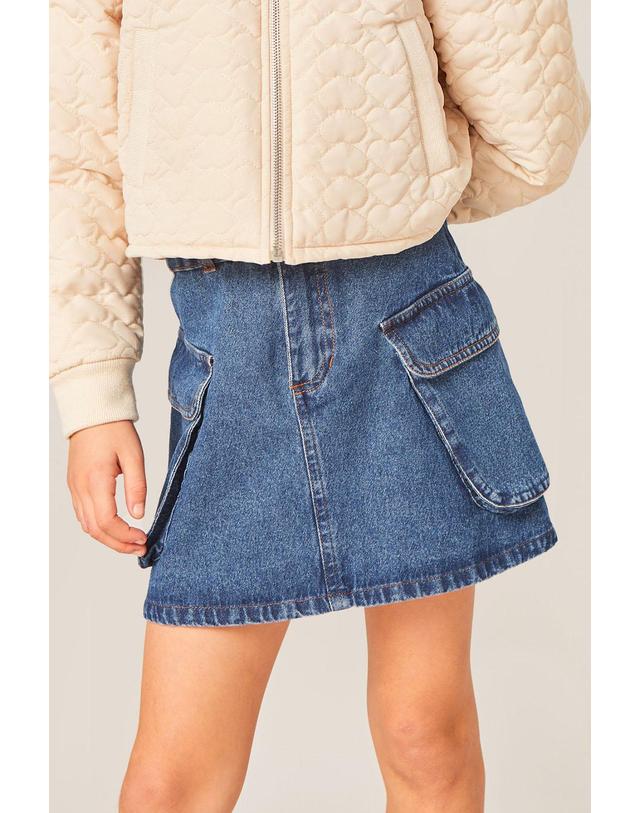 미포넷 [MIPOUNET] 미포넷 키즈 데님 스커트 ONA CARGO MINI SKIRT 43504 착용컷