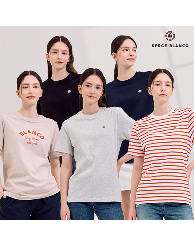 세르즈블랑코 라운드넥 여성 반팔 티셔츠 5컬러 택1 착용컷