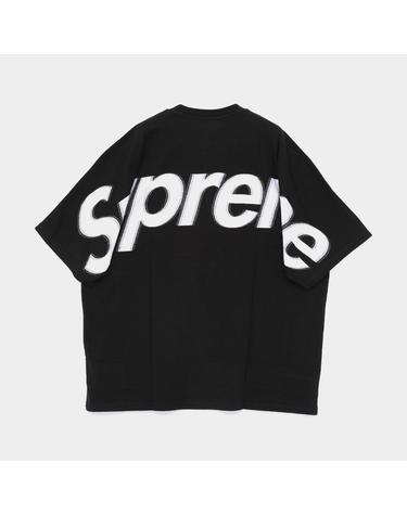 슈프림 백 빅로고 인타르시아 숏슬리브 반팔 남성 티셔츠 SS25KN13 BLACK