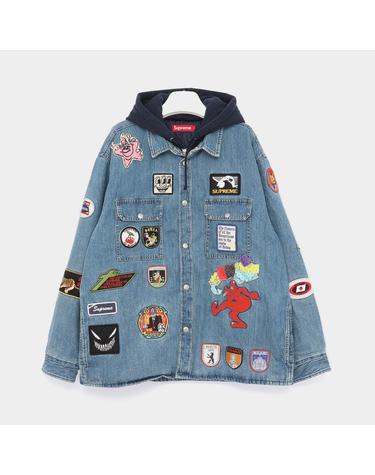 슈프림 패치스 후드 집업 셔츠 남성 자켓 SS25S30 DENIM