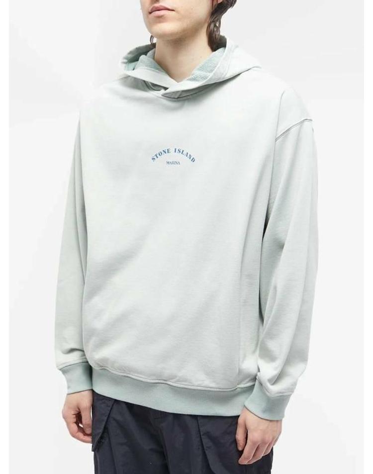 STONE ISLAND 스톤아일랜드 650X2 Marina CottonNylon 테리 플리스 후드 스웻셔츠 마리나 가먼트다잉 후드티 7815650X2 V0041 F5QNXX10894
