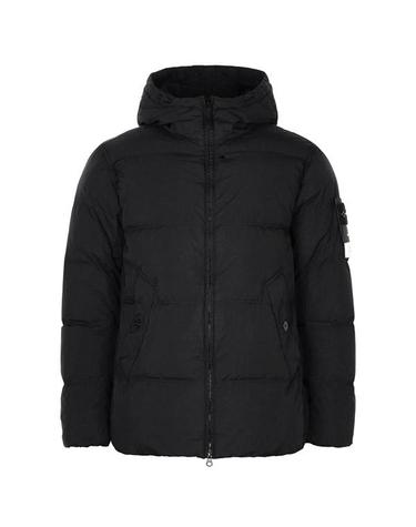 스톤아일랜드 26FW 블랙 가먼트다잉 크링클랩스 윈드 레지스턴트 후드 덕 다운 자켓 L2S154100037 S0A23 V0029