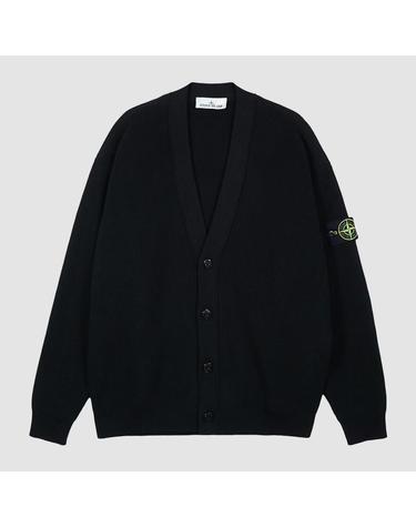 스톤아일랜드 26SS 와펜 브이넥 면 가디건 블랙 L1S155100009 S00D8 V0029