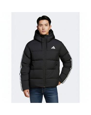 아디다스 에센셜 클라이마웜 3 스트라이프 푸퍼 다운 후드 자켓 재킷 BLACK JM4165