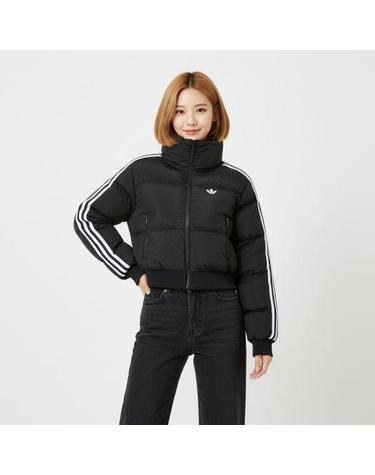 아디다스 아디컬러 크롭 합성 다운 퍼퍼 BLACK JX2970
