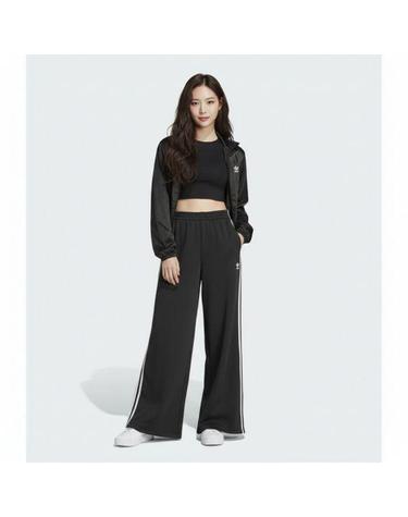 아디다스 3S 와이드 레그 바지 팬츠 블랙 IY7255