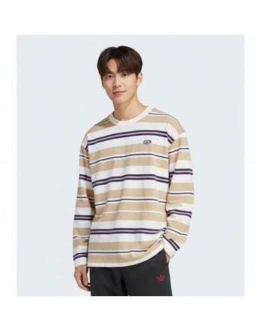 아디다스 90s 얼터너티브 스포츠 롱 슬리브 스트라이프 와플 티 베이지 화이트 KS6849