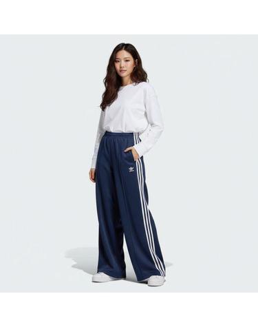 아디다스 새틴 와이드 레그 트랙 바지 팬츠 나이트인디고 화이트 KQ6543