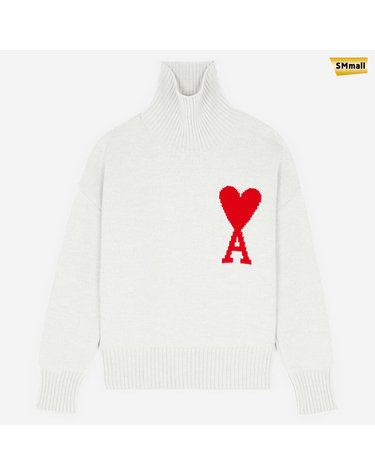 SMmall 아미 인타르시아 빅하트 터틀넥 울니트H21K203 018 100 WHITE