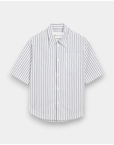 26SS 아미 스트라이프 코튼 숏슬리브 아미 드 하트 와이드 셔츠 USH809 CO0220 A074 WHI