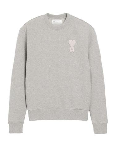 26SS 아미 빅 하트 로고 코튼 니트 스웨트셔츠 USW787 730 A161 CHINA ASH GREY CREAM WHITE DO