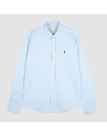 아미 26SS 스몰 하트로고 옥스포드 스트라이프 셔츠 스카이블루 화이트 BFUSH063 CO0087 475