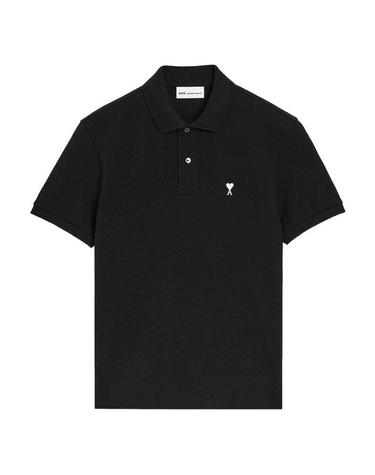 26SS 아미 스몰 하트 화이트 로고 폴로 PK 티셔츠 블랙 HPL411 760 045
