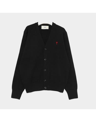 아미 26FW 스몰 레드하트로고 울 남성 가디건 HKC361 001 009