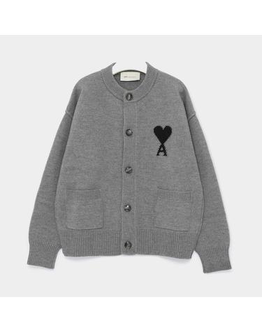 아미 26FW 블랙 하트로고 드 쾨르 크루넥 울 남성 가디건 UKC368 018 A273