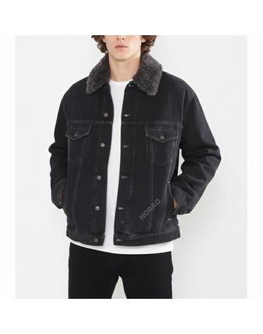 아크네스튜디오Denim jacket with fur collar C90178 900 시어링 카라 데님 자켓