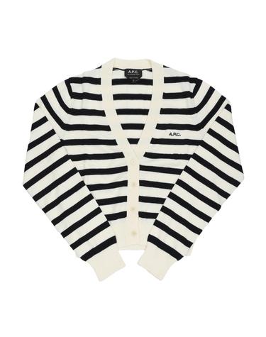아페쎄 APCCOGDK F22312 TAI OFFWHITEDARK NAVY GAELLE 가엘 스트라이프 브이넥 여성 가디건