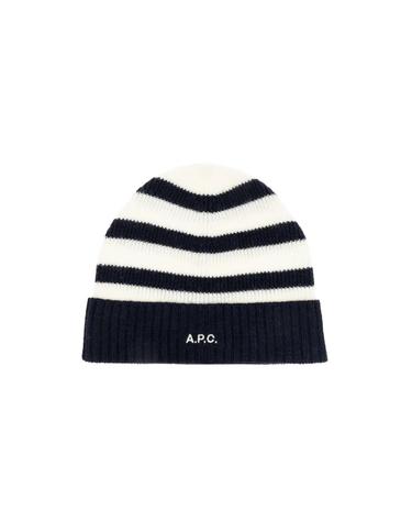 APC 스트라이프 골지 비니 다크 네이비