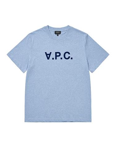 아페쎄남녀공용 VPC 벨벳 로고 반팔티COHBM M26384 TPO BLEU CIEL CHINEBLEU