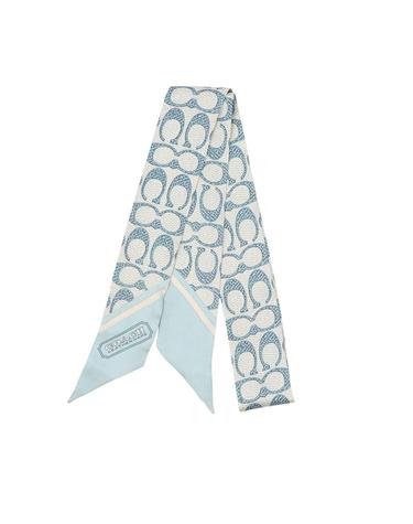 코치 빈티지 시그니처 프린트 스키니 실크 스카프 C2783 LIGHT BLUE