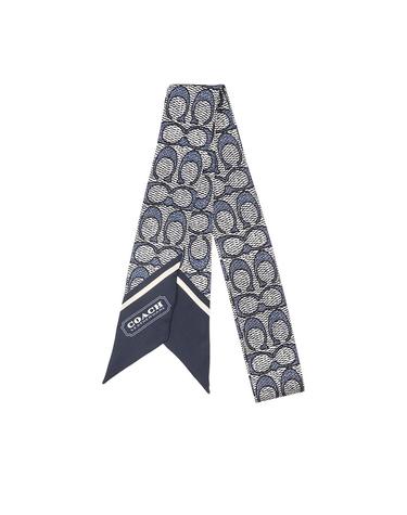 코치 빈티지 시그니처 프린트 스키니 실크 스카프 C2783 MIDNIGHT NAVY