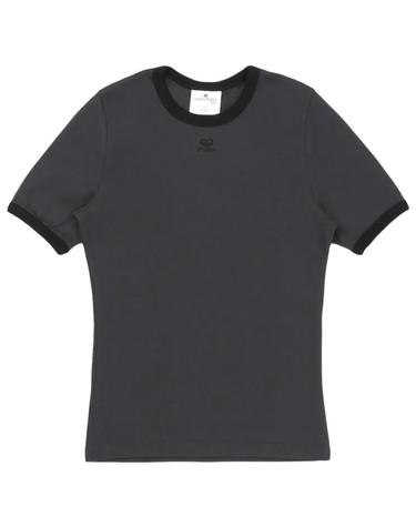 25SS 로고 자수 콘트라스트 티셔츠 데님블랙 125JTS017JS0203 B155