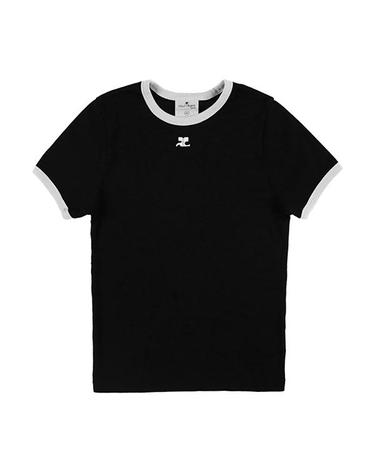 꾸레쥬 반팔 VESJTS017 JS0070 9901 로고 콘트라스트 여성반팔티