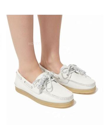 클락스 26 Godney Boat White Grain Lea 26186475 고드니 보트 로퍼