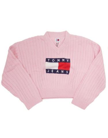 TOMMY HILFIGER 타미힐피거 JEANS V NECK CENTER FLAG SWEATER DW18528THA 타미 진스 V넥 센터 플래그 니트