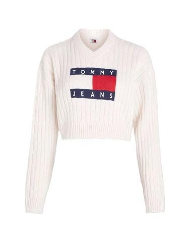 TOMMY HILFIGER 타미힐피거 JEANS V NECK CENTER FLAG SWEATER DW18528YBH 타미 진스 V넥 센터 플래그 니트