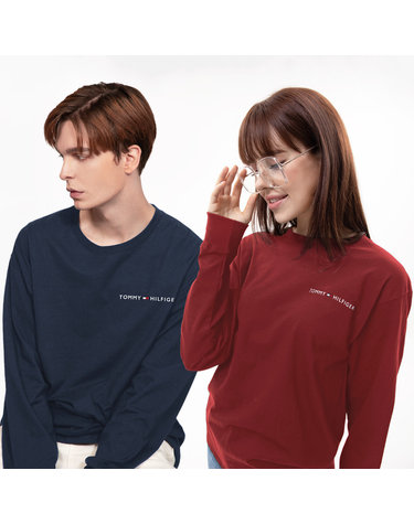 11타미힐피거프리미엄 레터링 롱 슬리브 긴팔티셔츠 공용