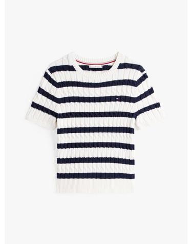 25FW 타미힐피거 스웨터 WW456560FG IVORY SILK DARK NIGHT NAVY DOM