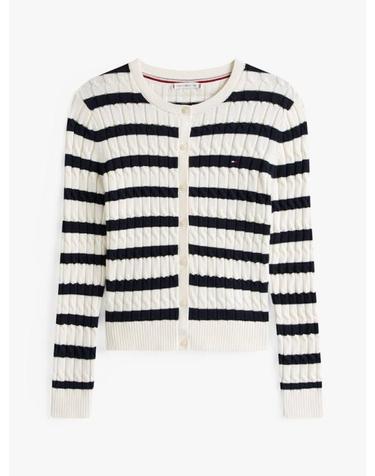 25FW 타미힐피거 가디건 WW46514 0FG IVORY SILK DARK NIGHT NAVY DOM