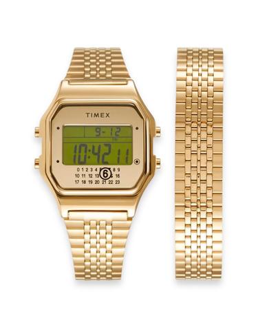MM6 Timex 타이맥스 T80 기프트 세트 스테인리스 스틸 골드 시계