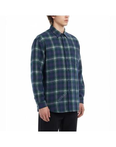 오라리 AIRY WOOL CHECK SHIRT LIGHT FOREST GREEN X NAVY A25AS01WN 에어리 울 체크 셔츠