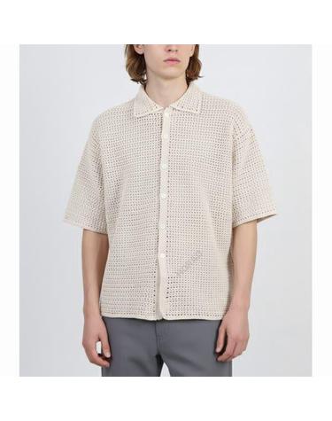 오라리 HAND CROCHET KNIT HALF SLEEVED SHIRT IVORY A24SS01KB 핸드 크로셰 니트 하프 슬리브 셔츠