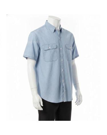 오어슬로우 26 SHORT SLEEVE CHAMBRAY WORK SHIRT WITH FLAP POCKET 01817299K 플랩 포켓 숏 슬리브 샴브레이 워크 셔츠