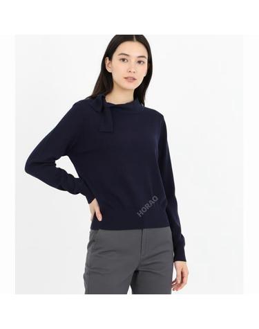 마가렛 호웰 SHORT TIE NECK JUMPER NAVY WOKN0497S24ILT NVY 숏 타이 넥 점퍼 니트