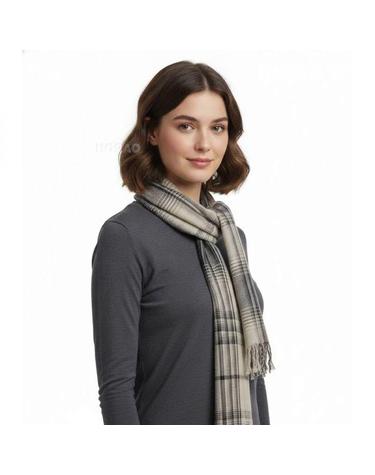 마가렛 호웰 26 GRAPHIC CHECK SCARF STONE BLACK UNAC0591S26MTK STK 린넨 그래픽 체크 스카프